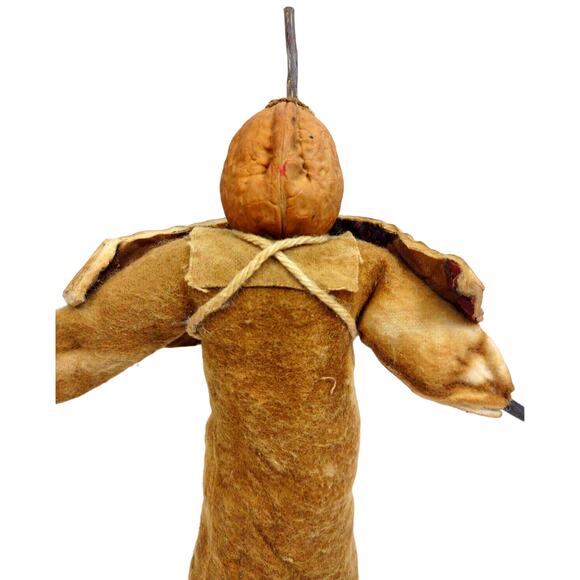 Vintage Burlap Primitive Folk Art Christmas Angel Twine Walnut Sticks Filled - Picture 3 of 5